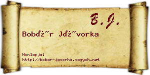 Bobár Jávorka névjegykártya